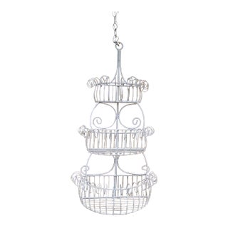 Vintage Iron and Wire Three Tier Wall Planter For Sale