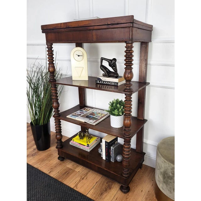 Wood Italian Carved Walnut Wood Three Shelves, 1950s For Sale - Image 7 of 10