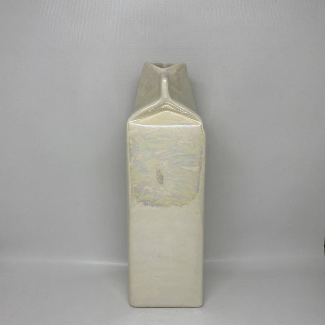 Vintage Iridescent Ceramic Milk Carton Vase For Sale In New York - Image 6 of 13
