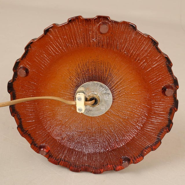 Brass and Amber Glass Lamp from Nybro Armaturfabrik, 1960s For Sale - Image 4 of 8