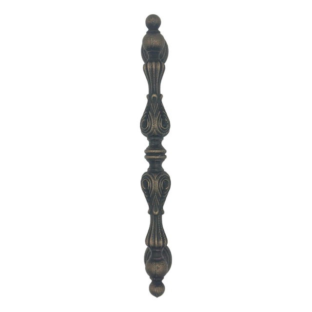 Hand-Forged Wrought Iron Door Pull (Gold Patina) Ornate Classical Entry Hardware For Sale
