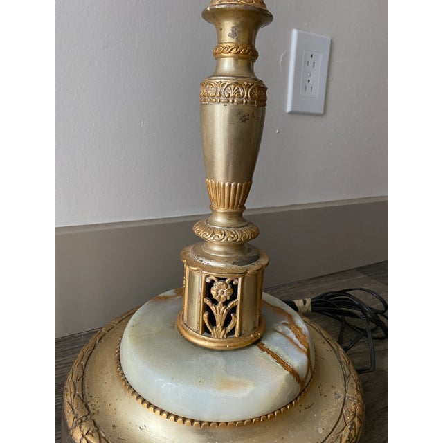 Early 20th Century Florentine Brass and Marble Torchiere Floor Lamp For Sale - Image 9 of 10