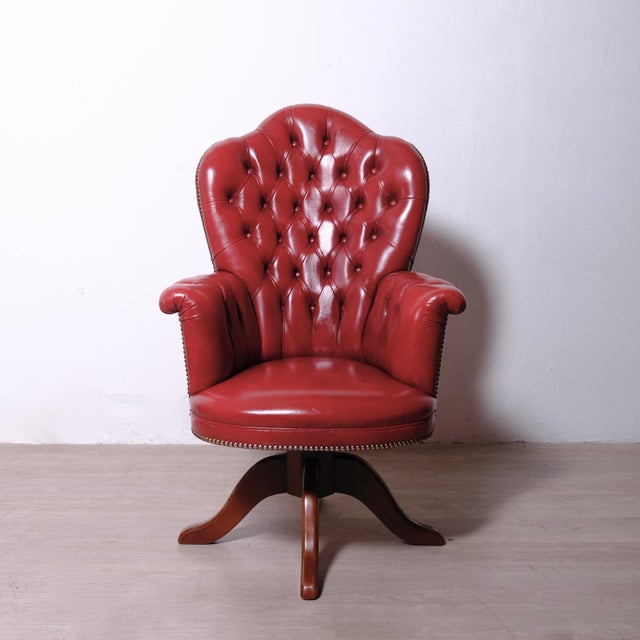 Vintage Chesterfield-Style Swivel Office Chair, 1960s For Sale - Image 9 of 18