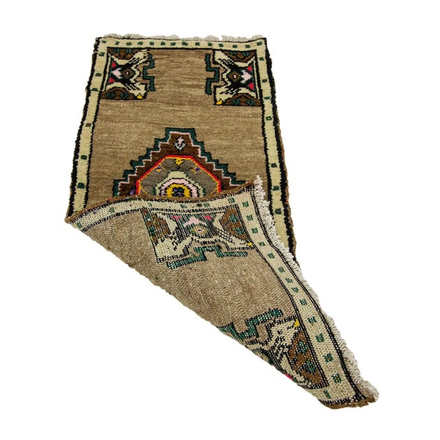 Mid-Century Modern Vintage Mini Turkish Wool Rug For Sale - Image 3 of 4