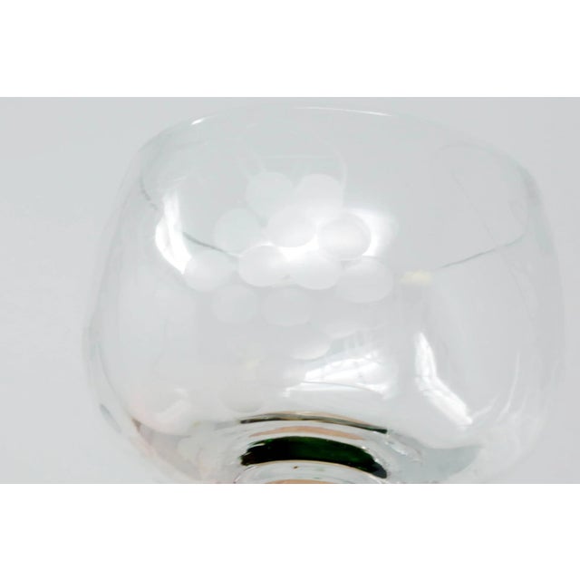 Mid-Century Cordial Glasses With Etched Grapes and Leaves - Set of 4 For Sale - Image 10 of 12