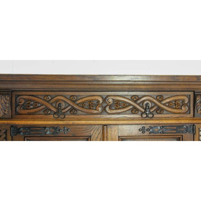 Wood Neo-Renaissance Spanish Large Carved Oak Buffet, 1950 For Sale - Image 7 of 18