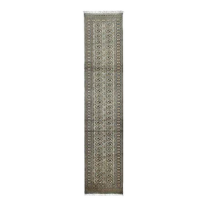 Bokhara Runner 2'7'' X 12' Gray Wool Tribal Hand-Knotted Oriental Rug