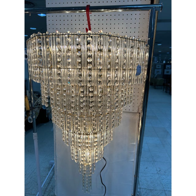 A beautiful vintage glass chandelier. Made in the 1970s. Very unique.