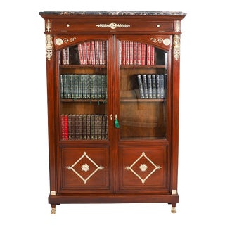 Antique Empire Revival French Mahogany Bookcase, 19th Century For Sale
