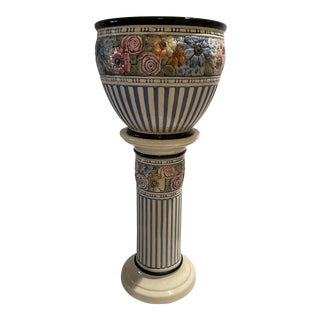 Early 20th Century Weller Planter on a Matching Stand For Sale
