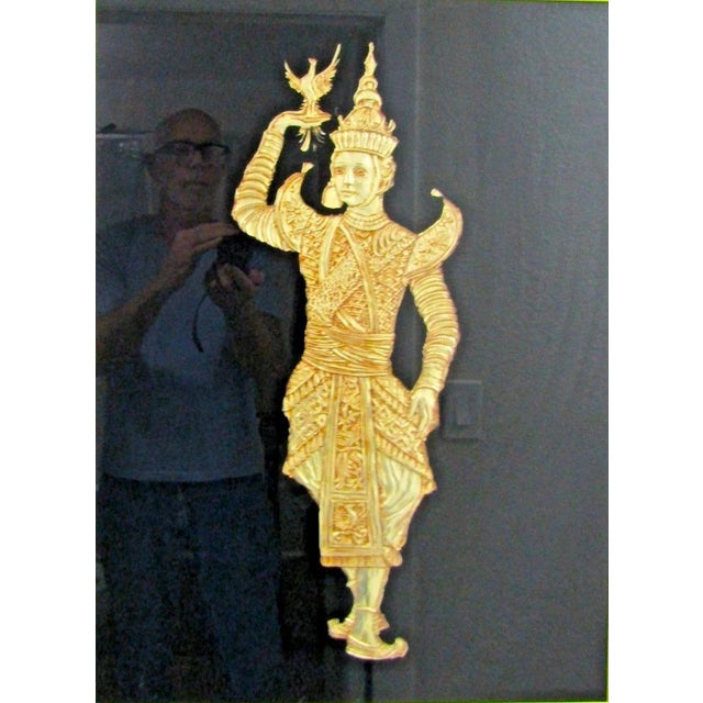 The Large Sebet Silverman Verre Églomisé Thai Gold Leaf Sculptural Wall Art is a unique and striking piece handmade by...