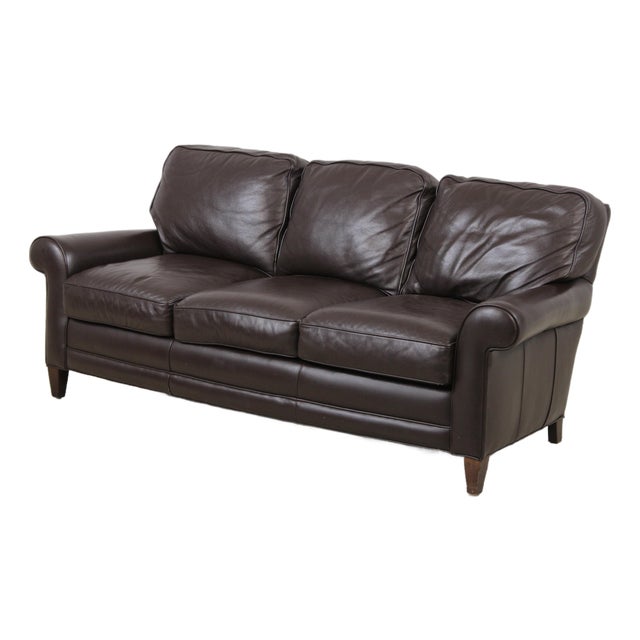 Hancock & Moore 3 Seat Leather Loveseat Sofa For Sale