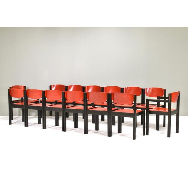Italian Postmodern Stacking Chairs in Sottsass Style, Italy, 1970s, Set of 14 For Sale - Image 6 of 18