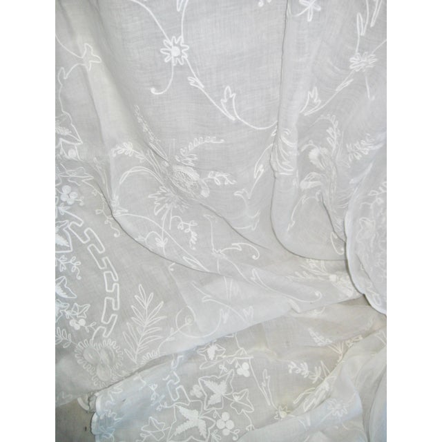 French Embroidered Curtain Sheer Antique Cornely 19 Century For Sale - Image 4 of 14