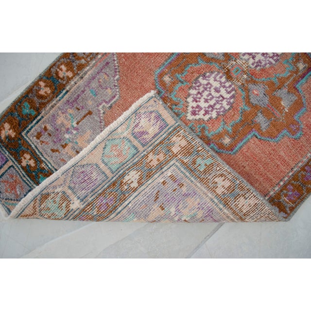 Terra Cotta 1970s Hand Made Turkish Rug Small Rug Kitchen Mat Organic Wool Entry Decor - 1'8" X 3'3" For Sale - Image 8 of 13