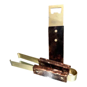 Aldo Tura Barware Bottle Opener + Ice Tongs Goatskin and Brass Italy
