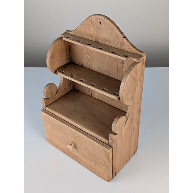 1950s Hand-Carved Folk Art Pine Cutlery Rack with Drawer, 1950s For Sale - Image 5 of 18