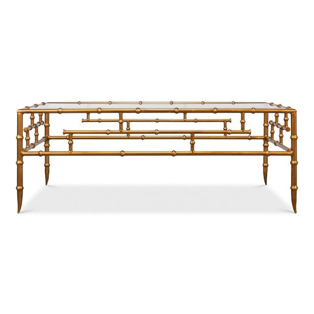 Faux Bamboo Metal Coffee Table by Sarreid LTD For Sale - Image 4 of 11