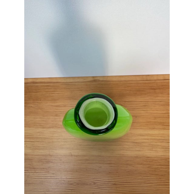 Mid 20th Century Large Mid-Century Modern Green Art Glass Bottle Vase For Sale - Image 5 of 7