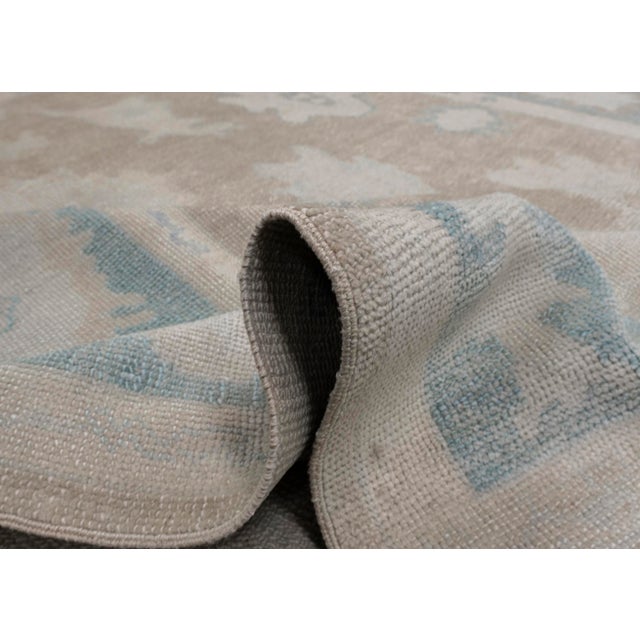 Textile Turkish Oushak Rug Taupe, Blue & Ivory Handwoven Wool Rug 8' X 9'8" For Sale - Image 7 of 9