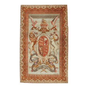 Galerie Shabab Collection Early 20th Century 'Royal Coat of Arms of the United Kingdom' Accent Rug