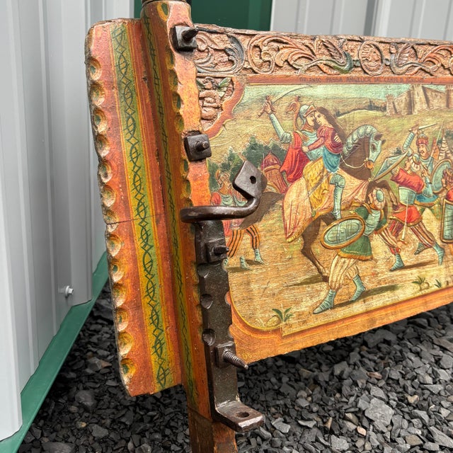 Antique 19th Century Sicilian Horse Wagon or Carriage Side Panel Piece in Coloured Carved For Sale - Image 4 of 9