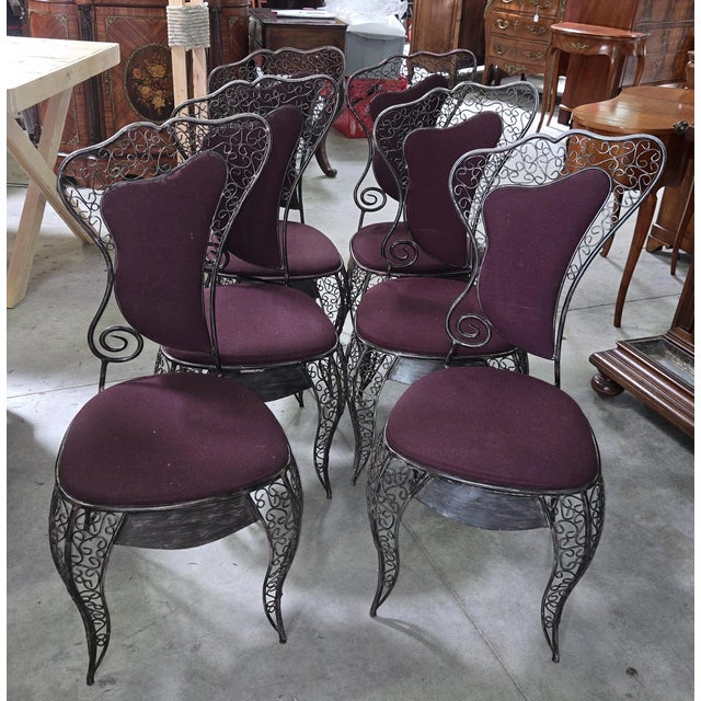 Vintage Wrought Iron Chairs, 1980s, Set of 6 For Sale - Image 4 of 5