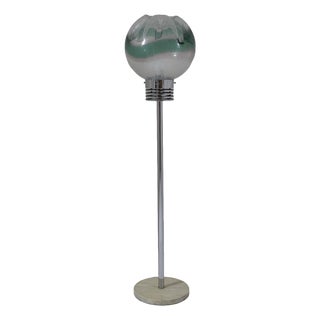 Floor Lamp with Marble Base and Murano Glass, 1950s For Sale