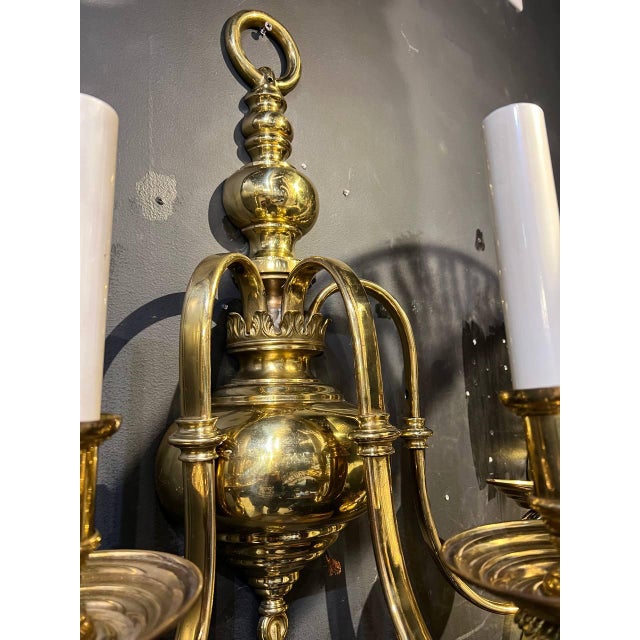 Traditional 1900 Gilt Bronze Federal Style Large Sconces 3 Lights For Sale - Image 3 of 13