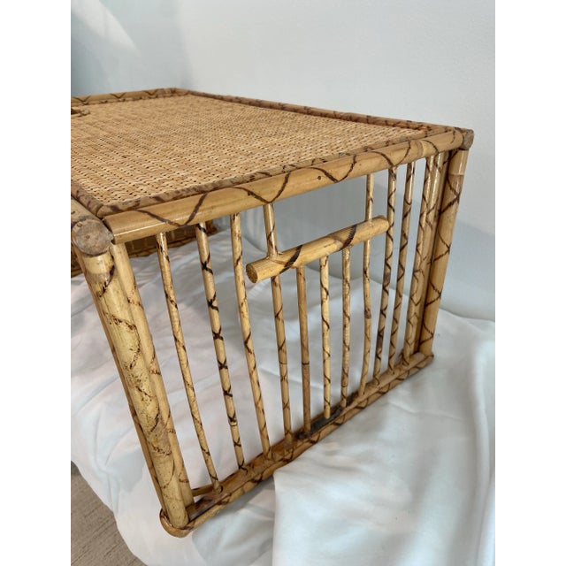 Brown Vintage Bamboo Bed Tray With Burnt Bamboo Finish For Sale - Image 8 of 12