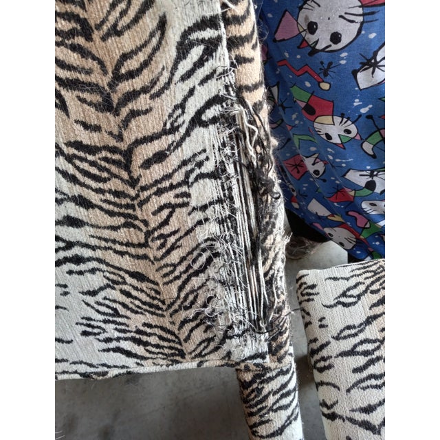 Ornamental & Decorative Materials 1990s Four Tiger or Zebra Upholstered Dining Chairs - Set of 4 For Sale - Image 7 of 13