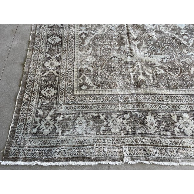 Vintage Distressed Traditional Hand-Knotted Wool Rug - 10'5" X 13'8" For Sale - Image 9 of 11