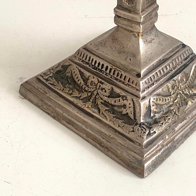 Victorian Silver-Plated Metal Candlesticks, Set of 2 For Sale - Image 9 of 14