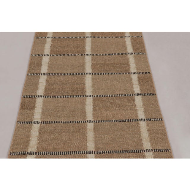 Late 20th Century Rug & Kilim’s Scandinavian-Inspired Rug, Beige-Brown Earth Tones With Stripes For Sale - Image 5 of 9