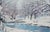 Original oil landscape by Sean Wu, The forest stream after the snowfall—a silent, snow-white expanse.
