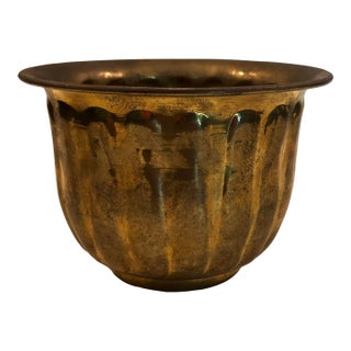 Vintage Fluted Brass Planter, Footed For Sale