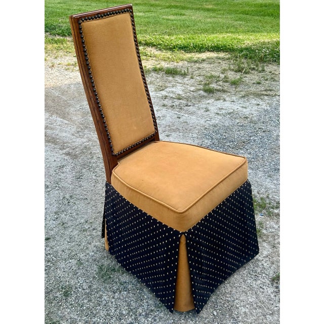 Tan Vintage Henredon Artefacts Upholstered Oak Dining Chairs - Set of 8 For Sale - Image 8 of 12