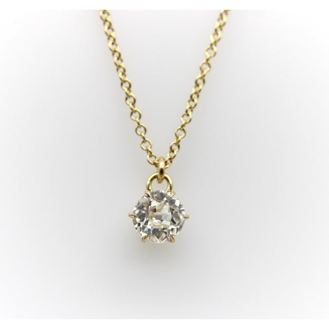 Metal 1910s 0.60 Carat Antique Old European Cut Diamond and 14k Gold Necklace For Sale - Image 7 of 10