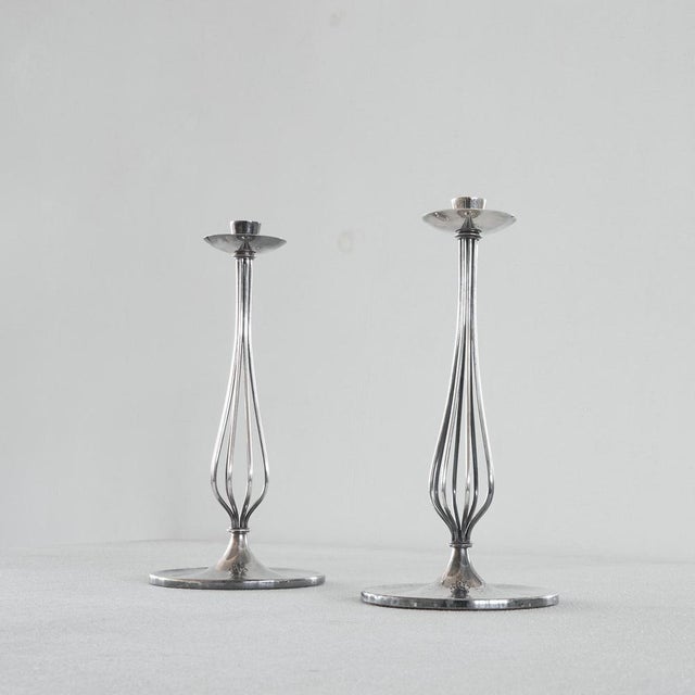 1950s Silver-Plated Candleholders by Gustav Beran for Van Kempen & Begeer 1960s, Set of 2 For Sale - Image 5 of 10