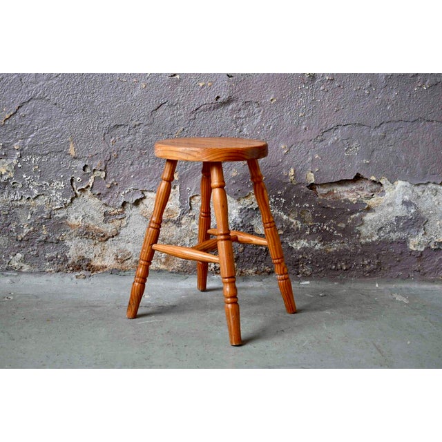 Contemporary Vintage Pine Farm Stool For Sale - Image 3 of 9