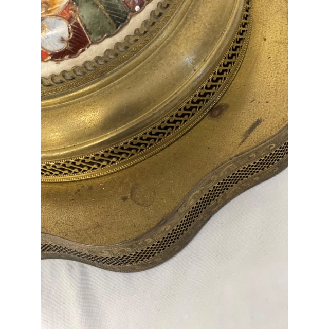 Brass Mid 20th Century Japanese Satsuma Moriage Style Double Handles Warrior Lamp For Sale - Image 8 of 9