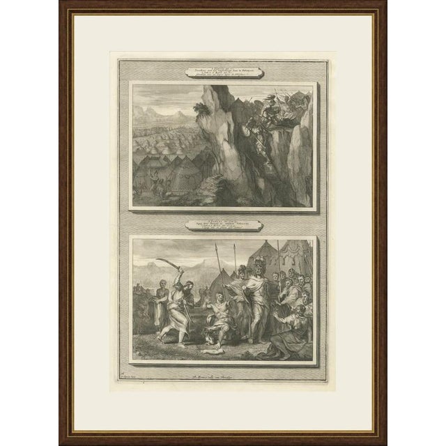 This original copper engraving from Pieter Mortier's illustrated Bible, published in Amsterdam circa 1700, shows two Old...