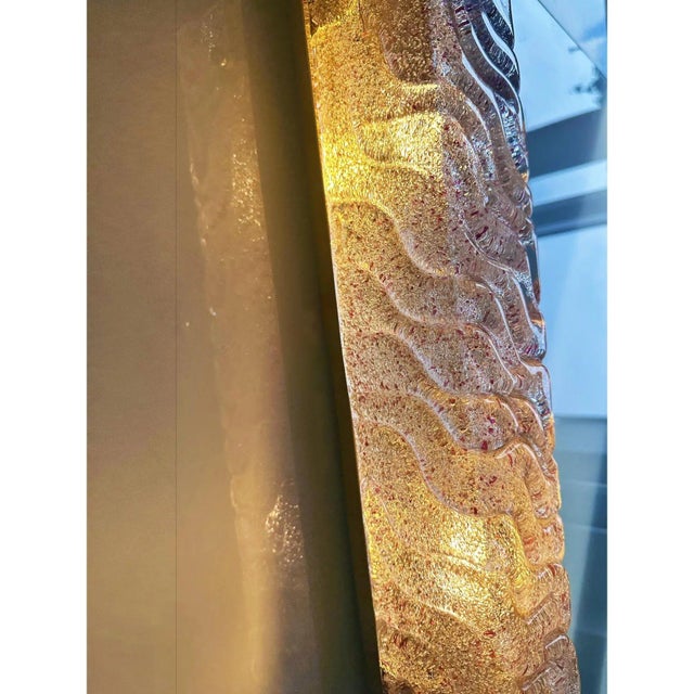 Glass Italian Gold Wall Sconces with Pink-Amethyst Graniglia Murano Glass by Simoeng for Simoeng, Set of 2 For Sale - Image 7 of 9
