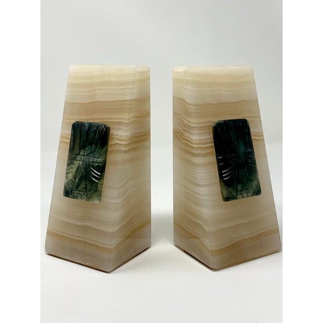 Vintage Onyx Bookends With Aztec Medallion a Pair Chairish