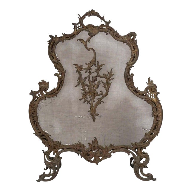 Napoleon III Louis XV-Style Bronze Fireplace Screen, 1800s For Sale