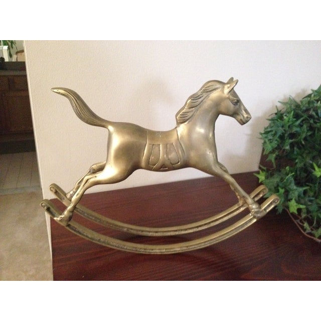 Large Vintage Solid Brass Rocking Horse Chairish