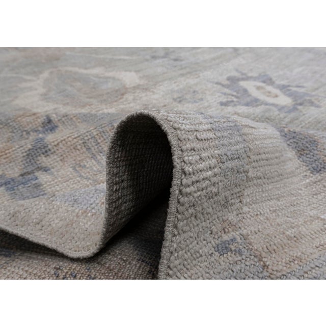 Turkish Oushak Rug Blue & Taupe Handwoven Wool Rug 8'6" X 10'7" For Sale - Image 9 of 10