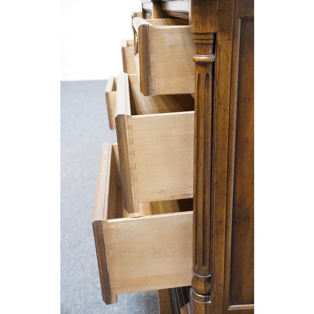 Drexel Heritage Cameo Collection Burled Walnut Italian Neoclassical Tuscan Style 78" Triple Door Dresser 002-132 For Sale - Image 12 of 17