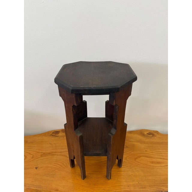 Mid-Century Modern 1970s Vintage Wooden Primitively Designed Decorative Side Table With Octagonal Shaped Top. For Sale - Image 3 of 8