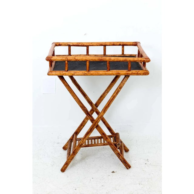 Bamboo Butler Tray on Stand For Sale In New York - Image 6 of 6